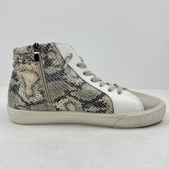 Vintage Havana Womens Gray Snake Cliff High Top Sneakers Side Zip Laces Size 8.5 - Picture 5 of 16